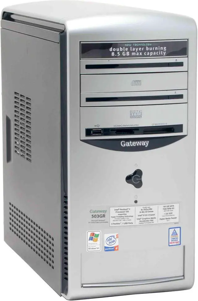 Alt view image 2 of 19 - Gateway Desktop PC 503GR 3.00GHz 1GB DDR 160GB HDD Intel GMA 900 Windows XP Home