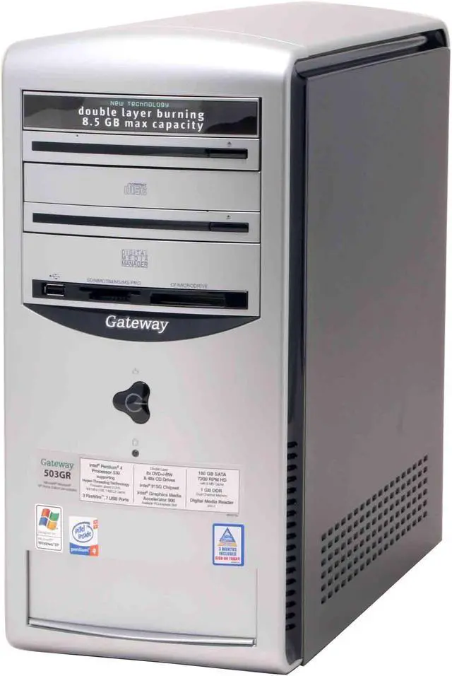 Alt view image 3 of 19 - Gateway Desktop PC 503GR 3.00GHz 1GB DDR 160GB HDD Intel GMA 900 Windows XP Home