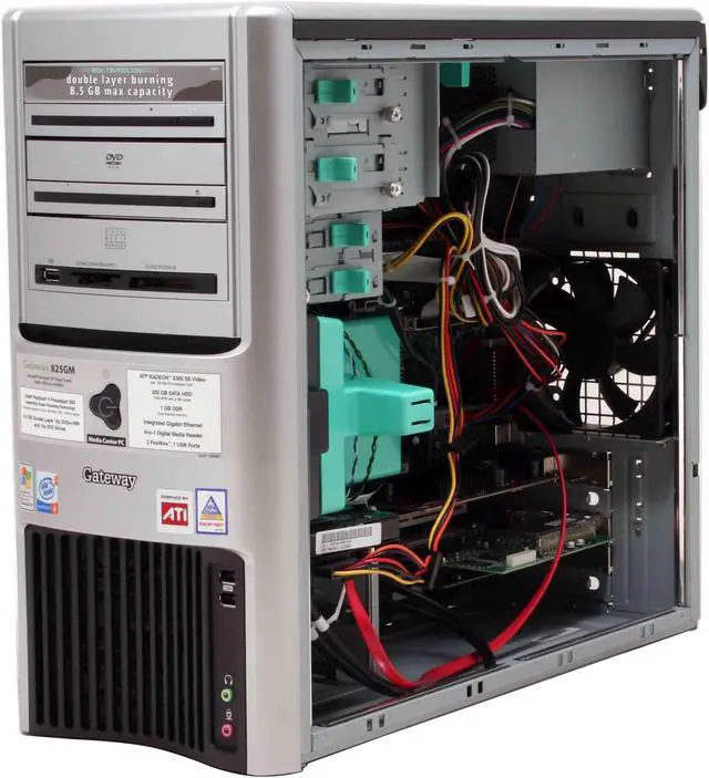 Alt view image 9 of 17 - Gateway Desktop PC 825GM 3.40GHz 1GB DDR 250GB HDD ATI Radeon X300 SE Windows XP Media Center