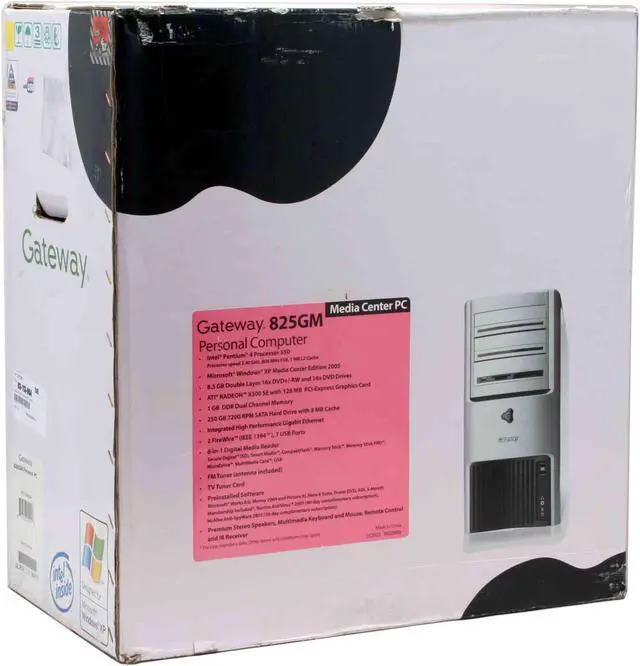 Alt view image 17 of 17 - Gateway Desktop PC 825GM 3.40GHz 1GB DDR 250GB HDD ATI Radeon X300 SE Windows XP Media Center