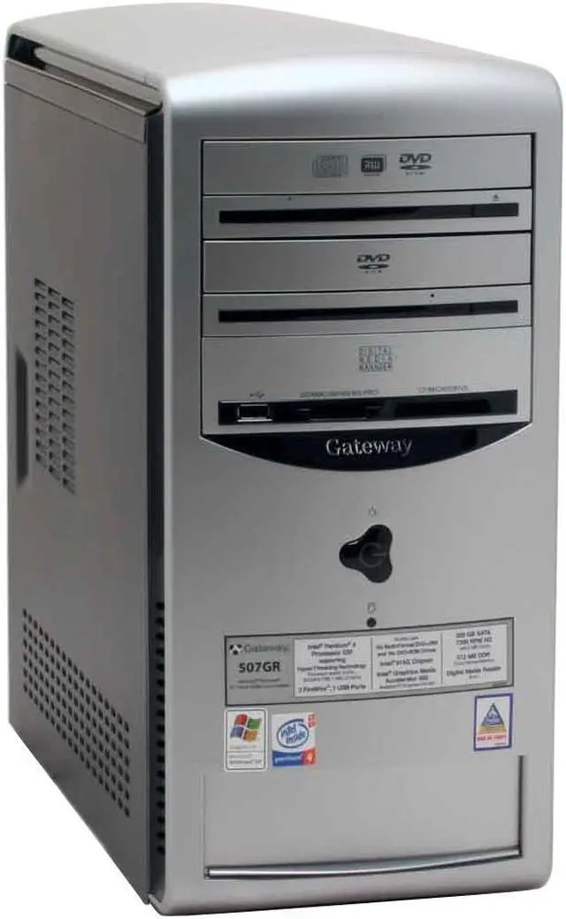 Alt view image 2 of 14 - Gateway Desktop PC 507GR Intel Pentium 4 530 512MB DDR 200GB HDD Intel GMA 900 Windows XP Home