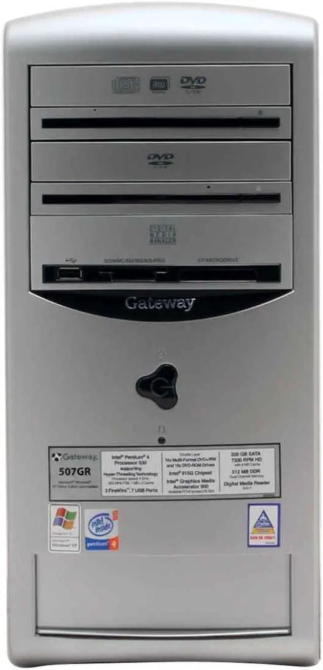 Alt view image 4 of 14 - Gateway Desktop PC 507GR Intel Pentium 4 530 512MB DDR 200GB HDD Intel GMA 900 Windows XP Home