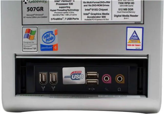 Alt view image 5 of 14 - Gateway Desktop PC 507GR Intel Pentium 4 530 512MB DDR 200GB HDD Intel GMA 900 Windows XP Home