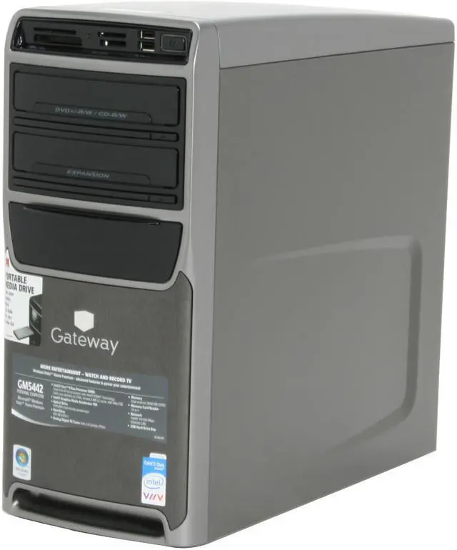Alt view image 3 of 20 - Gateway Desktop PC GM5442 Intel Core 2 Duo E4400 2GB DDR2 500GB HDD Intel GMA 950 Windows Vista Home Premium