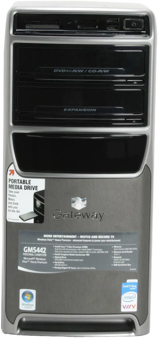 Alt view image 4 of 20 - Gateway Desktop PC GM5442 Intel Core 2 Duo E4400 2GB DDR2 500GB HDD Intel GMA 950 Windows Vista Home Premium