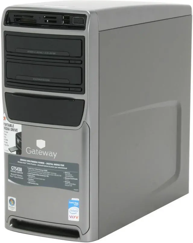 Alt view image 3 of 20 - Gateway Desktop PC GT5438 Intel Core 2 Duo E4300 2GB DDR2 320GB HDD Intel GMA 950 Windows Vista Home Premium