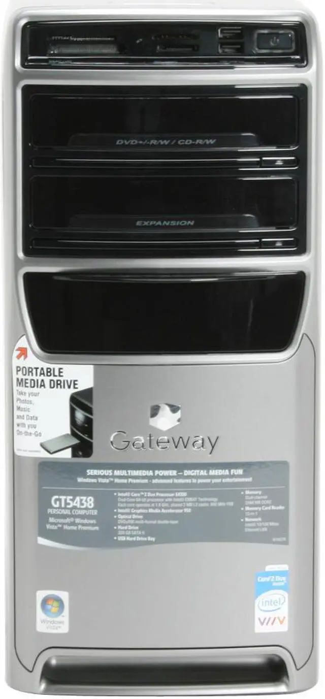 Alt view image 4 of 20 - Gateway Desktop PC GT5438 Intel Core 2 Duo E4300 2GB DDR2 320GB HDD Intel GMA 950 Windows Vista Home Premium