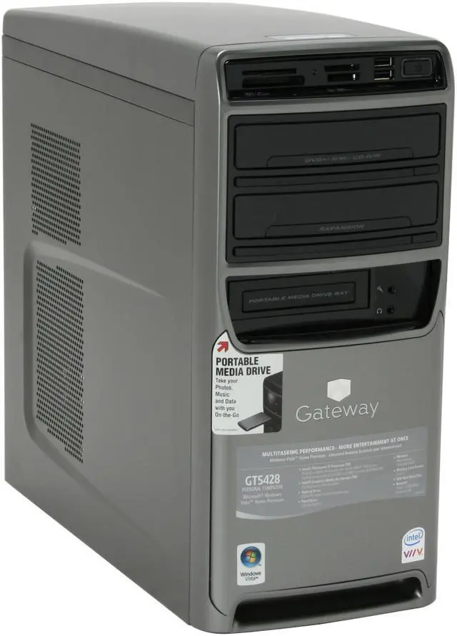 Alt view image 2 of 19 - Gateway Desktop PC GT5428 Intel Pentium D 935 1GB DDR2 250GB HDD Intel GMA 950 Windows Vista Home Premium