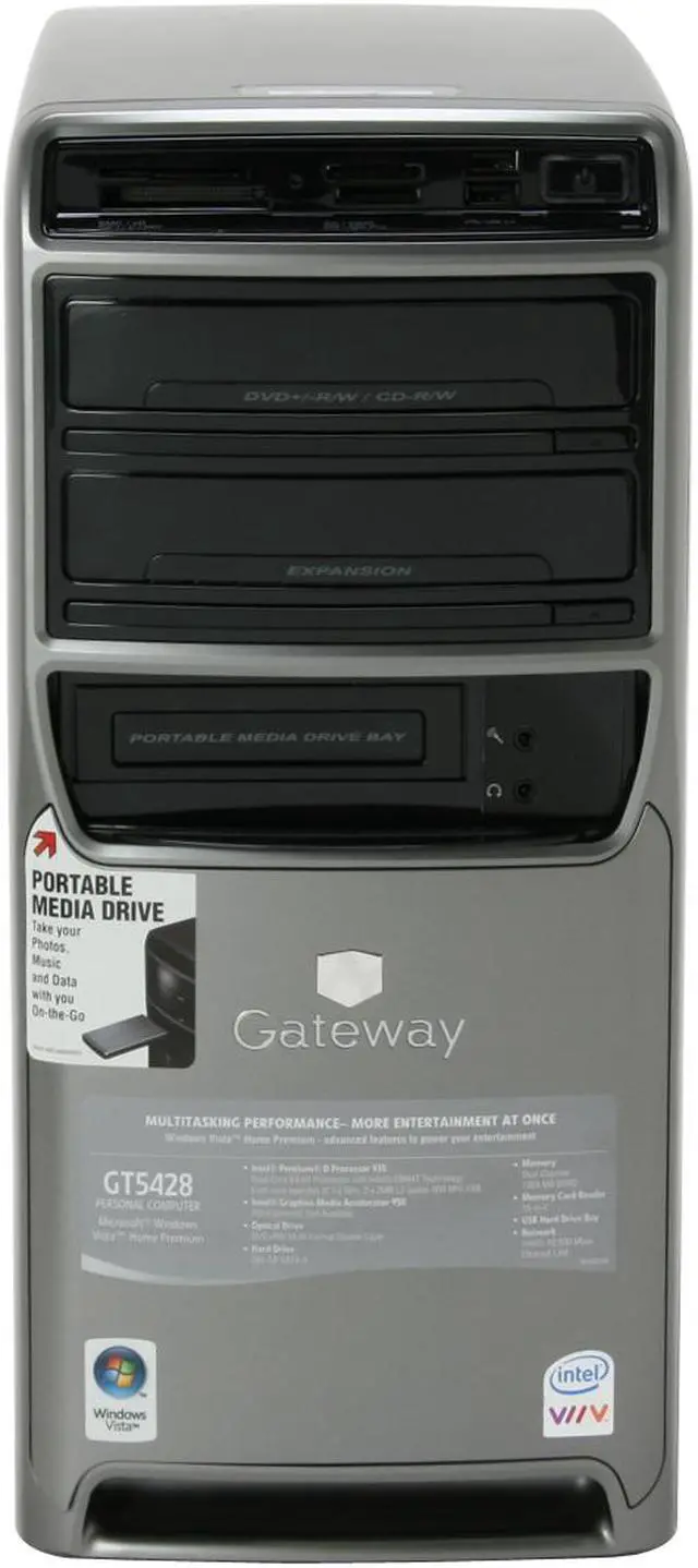 Alt view image 3 of 19 - Gateway Desktop PC GT5428 Intel Pentium D 935 1GB DDR2 250GB HDD Intel GMA 950 Windows Vista Home Premium