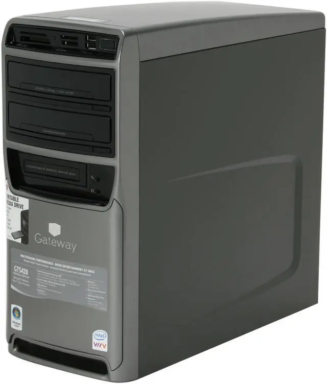 Alt view image 5 of 19 - Gateway Desktop PC GT5428 Intel Pentium D 935 1GB DDR2 250GB HDD Intel GMA 950 Windows Vista Home Premium