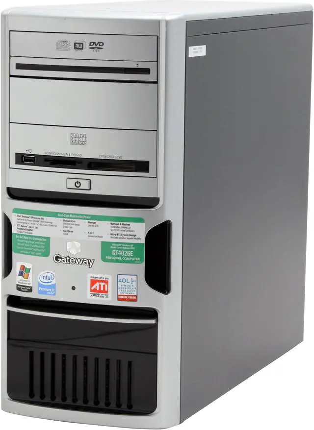Alt view image 4 of 17 - Gateway Desktop PC GT4026E - RA Intel Pentium D 805 2GB DDR2 250GB HDD ATI Radeon Xpress 200 Integrated Windows XP Media Center Edition 2005