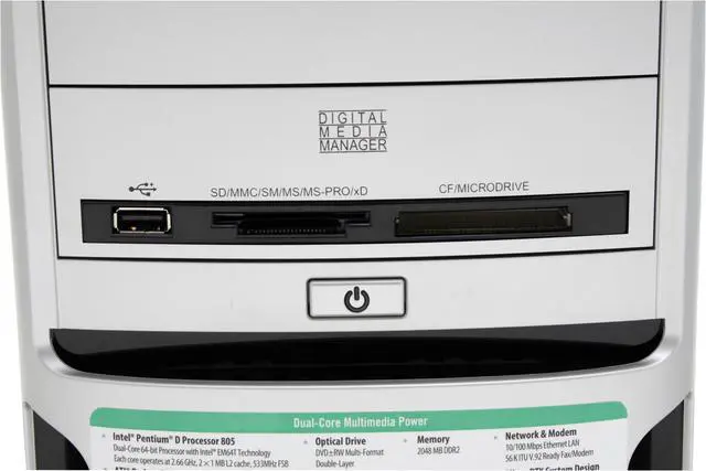 Alt view image 6 of 17 - Gateway Desktop PC GT4026E - RA Intel Pentium D 805 2GB DDR2 250GB HDD ATI Radeon Xpress 200 Integrated Windows XP Media Center Edition 2005