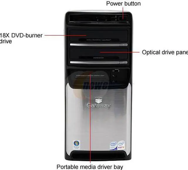 Alt view image 2 of 18 - Gateway Desktop PC GT5636E Intel Core 2 Quad Q6600 2GB DDR2 400GB HDD Intel GMA 3000 Windows Vista Home Premium