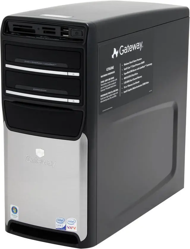 Alt view image 3 of 18 - Gateway Desktop PC GT5636E Intel Core 2 Quad Q6600 2GB DDR2 400GB HDD Intel GMA 3000 Windows Vista Home Premium