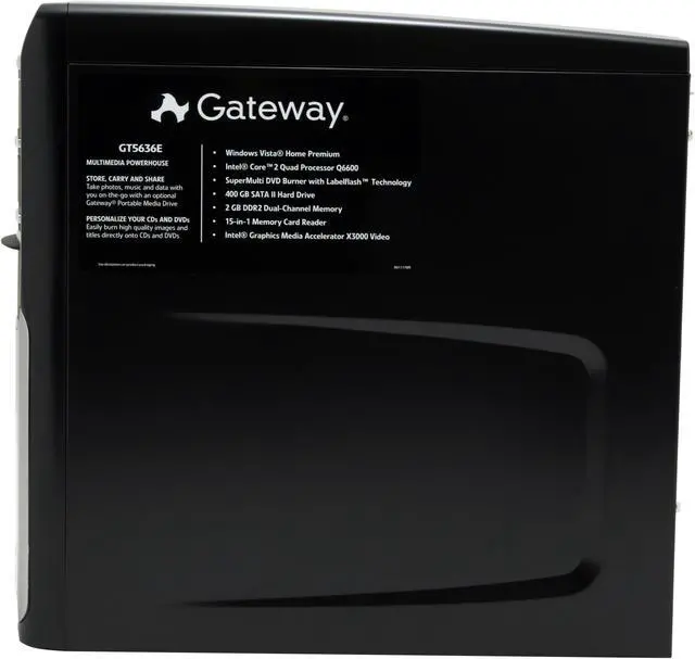Alt view image 4 of 18 - Gateway Desktop PC GT5636E Intel Core 2 Quad Q6600 2GB DDR2 400GB HDD Intel GMA 3000 Windows Vista Home Premium