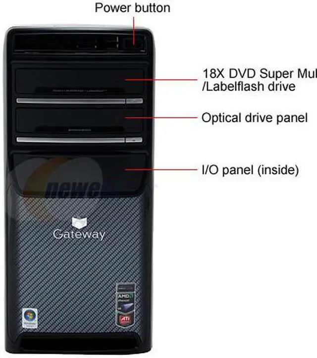 Alt view image 3 of 19 - Gateway Desktop PC GT5662 AMD Phenom X4 9500 3GB DDR2 500GB HDD ATI Radeon HD 2400XT Windows Vista Home Premium