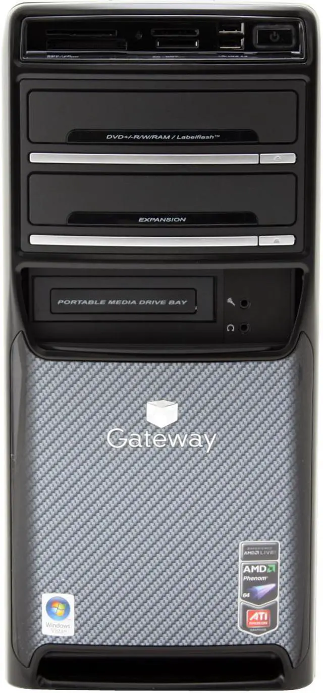 Alt view image 10 of 19 - Gateway Desktop PC GT5662 AMD Phenom X4 9500 3GB DDR2 500GB HDD ATI Radeon HD 2400XT Windows Vista Home Premium