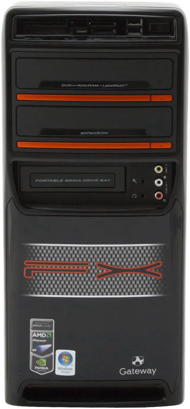 Alt view image 9 of 19 - Gateway Desktop PC FX7020 AMD Phenom X4 9600 3GB DDR2 500GB HDD NVIDIA GeForce 8800 GT Windows Vista Home Premium