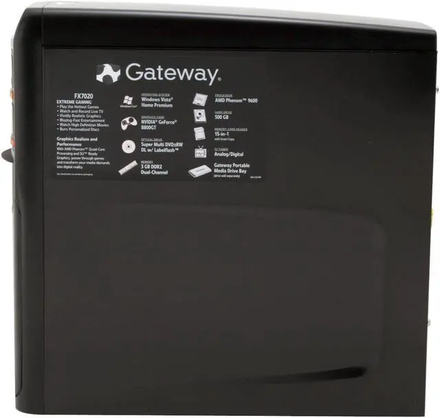Alt view image 5 of 19 - Gateway Desktop PC FX7020 AMD Phenom X4 9600 3GB DDR2 500GB HDD NVIDIA GeForce 8800 GT Windows Vista Home Premium