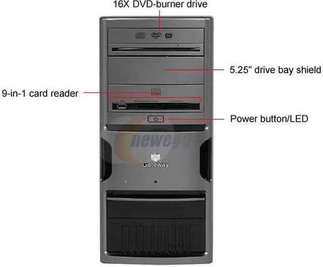Alt view image 3 of 12 - Gateway Desktop PC GM5259e - RA AMD Phenom II X4 820 1GB DDR2 200GB HDD Intel GMA 950 Windows XP Media Center