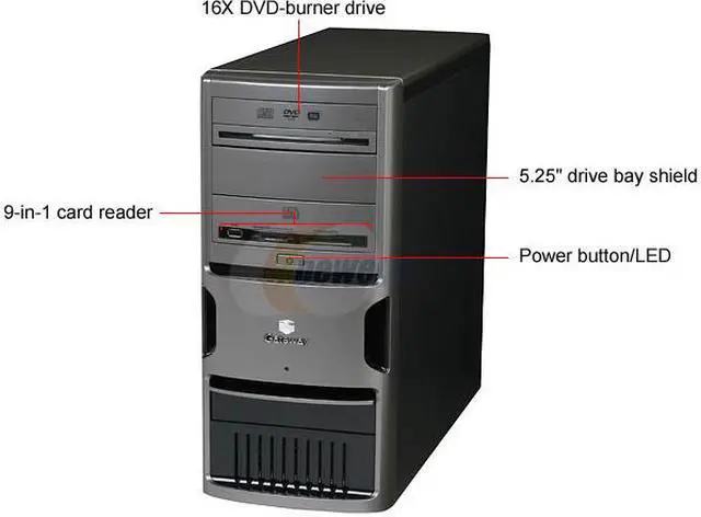 Alt view image 4 of 12 - Gateway Desktop PC GM5259e - RA AMD Phenom II X4 820 1GB DDR2 200GB HDD Intel GMA 950 Windows XP Media Center