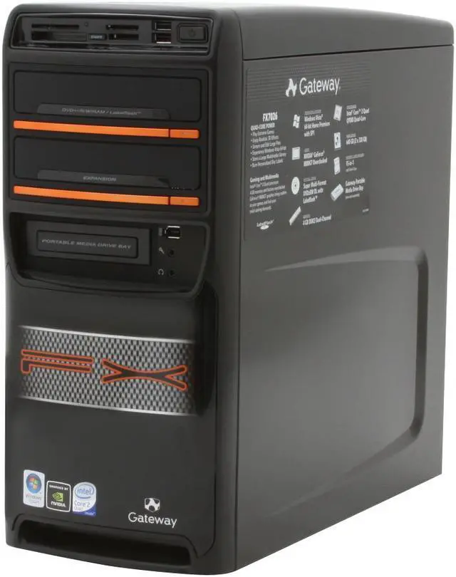 Alt view image 4 of 13 - Gateway Desktop PC FX7026 Intel Core 2 Quad Q9300 4GB DDR2 640GB HDD NVIDIA GeForce 8800 GT Windows Vista Home Premium 64-bit