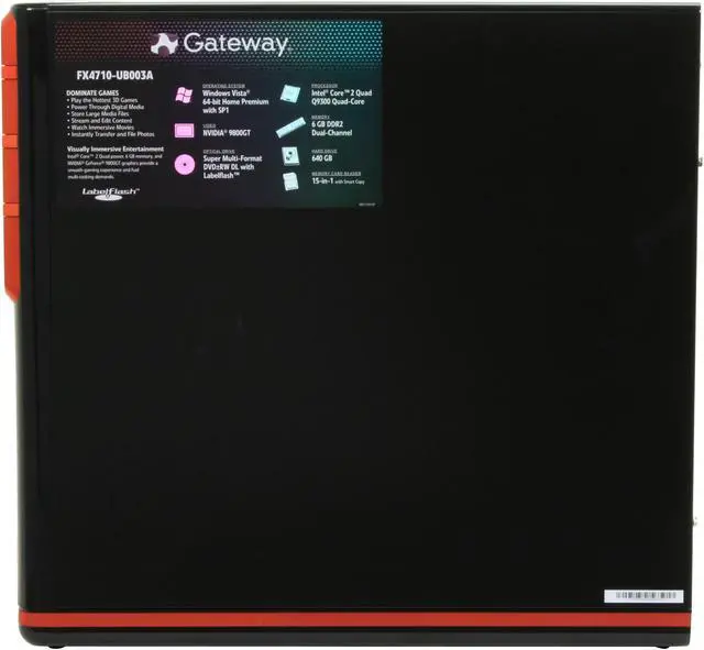 Alt view image 8 of 13 - Gateway Desktop PC FX Series FX4710-UB003A Intel Core 2 Quad Q9300 6GB DDR2 640GB HDD NVIDIA GeForce 9800 GT Windows Vista Home Premium 64-bit