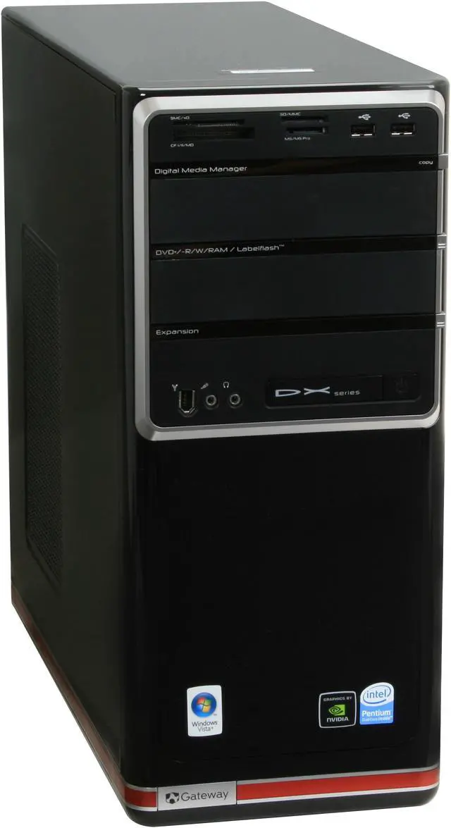 Alt view image 2 of 18 - Gateway Desktop PC DX Series DX4720-03 Intel Pentium E5200 4GB DDR2 640GB HDD NVIDIA GeForce 7100 Windows Vista Home Premium 64-bit