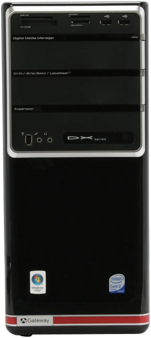 Alt view image 3 of 20 - Gateway Desktop PC DX Series DX4710-05 Intel Core 2 Quad Q6600 6GB DDR2 640GB HDD Intel GMA 3100 Windows Vista Home Premium 64-bit