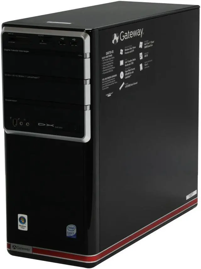 Alt view image 4 of 20 - Gateway Desktop PC DX Series DX4710-05 Intel Core 2 Quad Q6600 6GB DDR2 640GB HDD Intel GMA 3100 Windows Vista Home Premium 64-bit