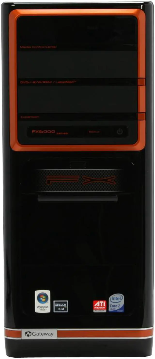 Alt view image 3 of 19 - Gateway Desktop PC FX Series FX6710-01 Intel Core 2 Quad Q9400 6GB DDR2 750GB HDD ATI Radeon HD 4850 Windows Vista Home Premium 64-bit