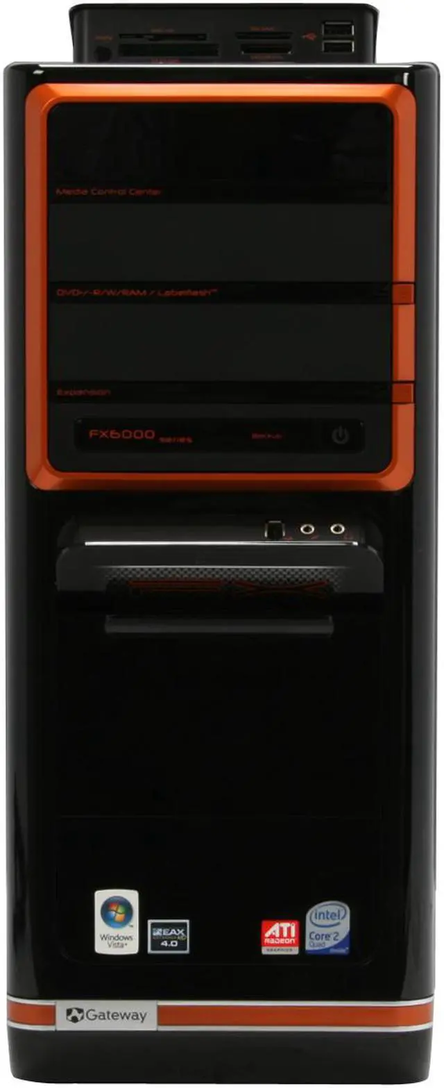 Alt view image 5 of 19 - Gateway Desktop PC FX Series FX6710-01 Intel Core 2 Quad Q9400 6GB DDR2 750GB HDD ATI Radeon HD 4850 Windows Vista Home Premium 64-bit