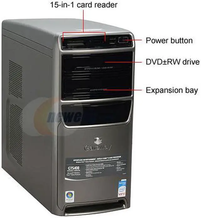 Alt view image 2 of 19 - Gateway Desktop PC GT5408 - RA Intel Core 2 Duo E4300 1GB DDR2 320GB HDD Intel GMA 950 Windows Vista Home Premium