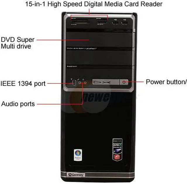 Alt view image 3 of 20 - Gateway Desktop PC DX Series DX4200-11 AMD Phenom X4 9550 6GB DDR2 750GB HDD ATI Radeon HD 3200 Windows Vista Home Premium 64-bit