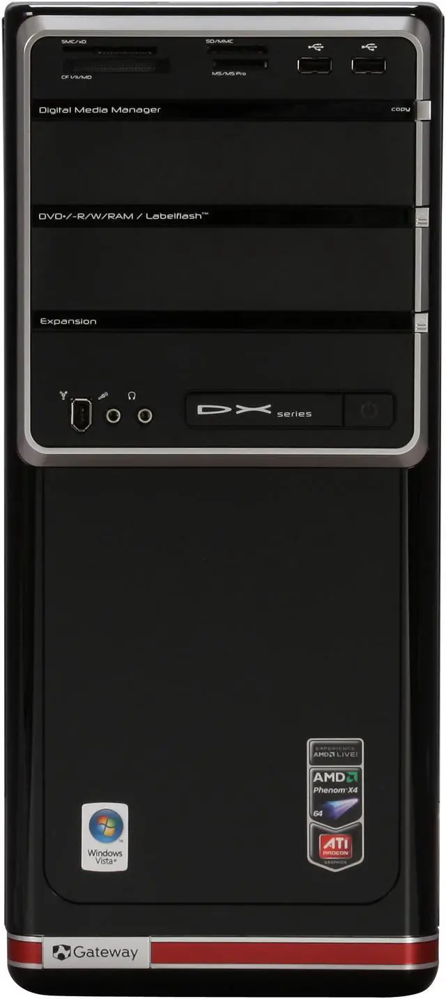 Alt view image 3 of 20 - Gateway Desktop PC DX Series DX4200-09 AMD Phenom X4 9100e 4GB DDR2 640GB HDD ATI Radeon HD 3200 Windows Vista Home Premium 64-bit