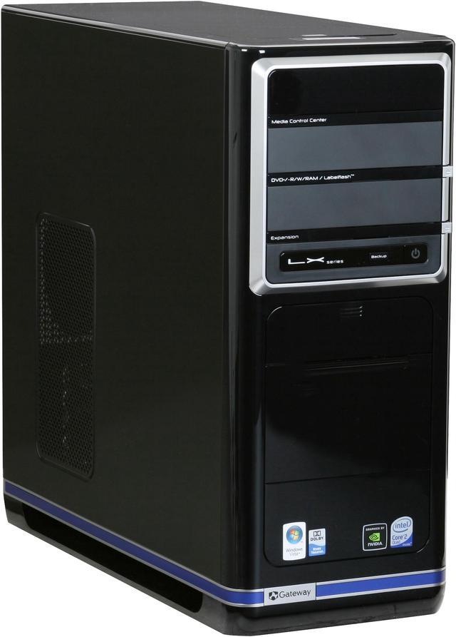 Alt view image 2 of 20 - Gateway Desktop PC LX6810-01 Intel Core 2 Quad Q8200 8GB DDR2 640GB HDD NVIDIA GeForce GT 120 Windows Vista Home Premium 64-bit