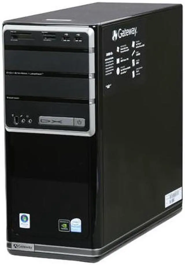 Alt view image 4 of 19 - Gateway Desktop PC DX Series DX4800-05e Intel Pentium E5200 6GB DDR2 640GB HDD NVIDIA GeForce 9200 Windows Vista Home Premium 64-bit