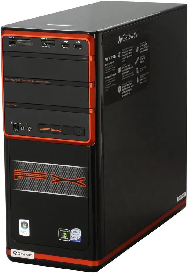Alt view image 4 of 11 - Gateway Desktop PC FX Series FX4710-EB102A Intel Core 2 Quad Q6700 8GB DDR2 1TB HDD NVIDIA GeForce 9800 GT Windows Vista Home Premium 64-bit
