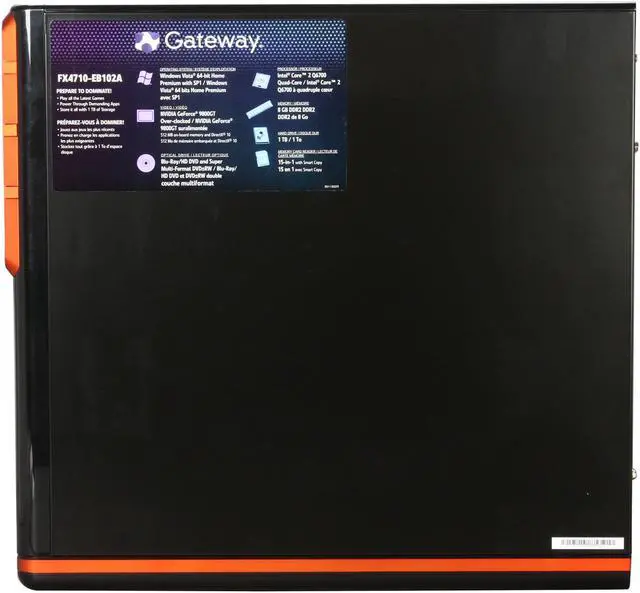 Alt view image 9 of 11 - Gateway Desktop PC FX Series FX4710-EB102A Intel Core 2 Quad Q6700 8GB DDR2 1TB HDD NVIDIA GeForce 9800 GT Windows Vista Home Premium 64-bit