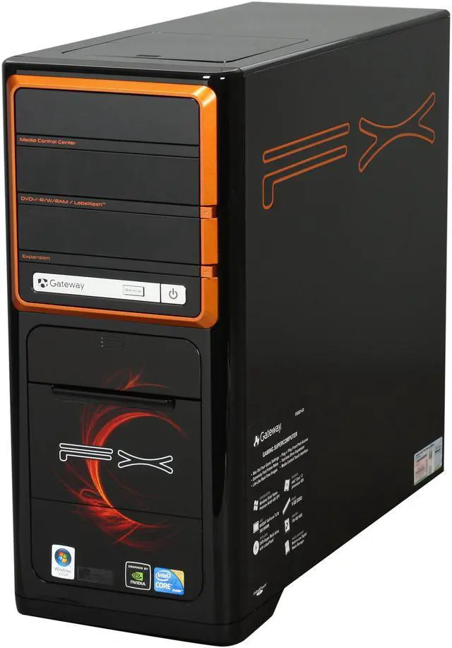 Alt view image 4 of 10 - Gateway Desktop PC FX Series FX6801-03 Intel Core i7-920 9GB DDR3 750GB HDD NVIDIA GeForce GTX 260 Windows Vista Home Premium 64-bit