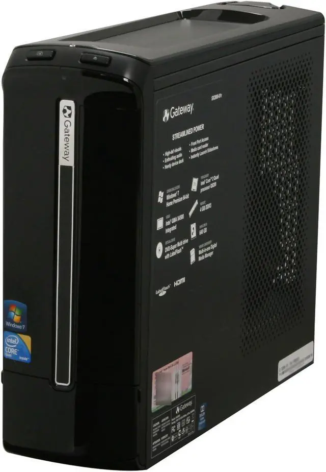 Alt view image 3 of 10 - Gateway Desktop PC SX Series SX2800-01r Intel Core 2 Quad Q8200 4GB DDR3 640GB HDD Intel GMA X4500 Windows 7 Home Premium 64-bit