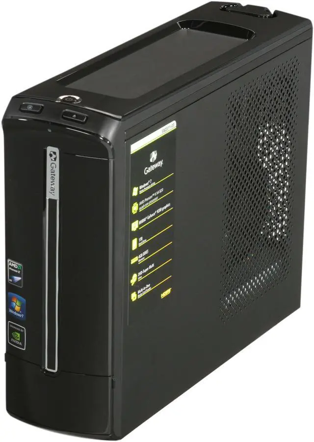 Alt view image 3 of 9 - Gateway Desktop PC SX Series SX2311-03 AMD Phenom II X4 820 4GB DDR3 1TB HDD NVIDIA GeForce 9200 Windows 7 Home Premium 64-bit