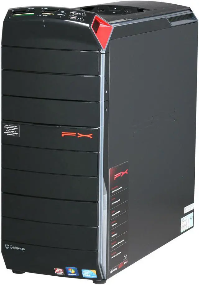 Alt view image 3 of 11 - Gateway Desktop PC FX Series FX6803-25 Intel Core i7-930 9GB DDR3 1.5TB HDD ATI Radeon HD 5850 Windows 7 Home Premium 64-bit