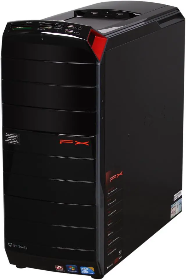 Alt view image 2 of 8 - Gateway Desktop PC FX Series FX6803-35 Intel Core i7-930 9GB DDR3 1.5TB HDD ATI Radeon HD 5850 Windows 7 Home Premium 64-bit