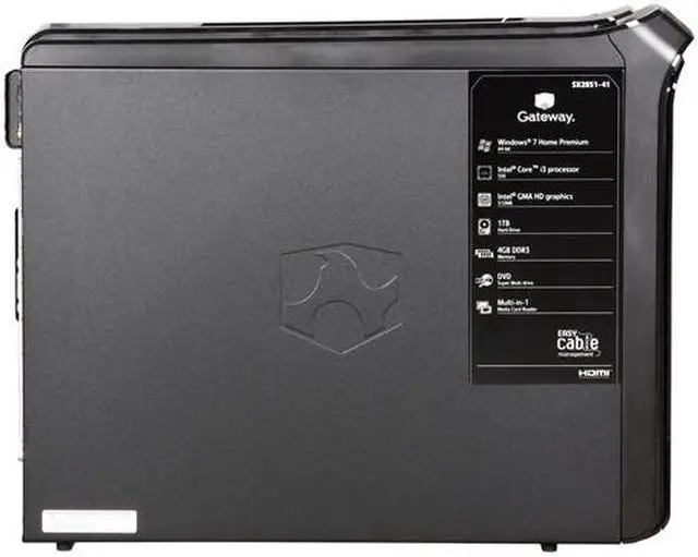 Alt view image 4 of 10 - Gateway Desktop PC SX2851-41 (PT.GBR02.003) Intel Core i3-550 4GB DDR3 1TB HDD Intel HD Graphics Windows 7 Home Premium 64-bit