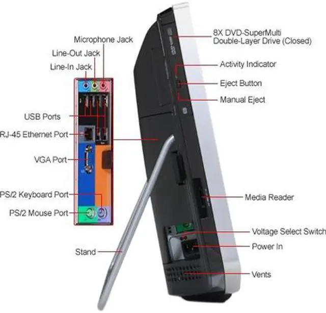 Alt view image 5 of 6 - Gateway All-in-One PC ZX6961-UR20P (PW.GBUP2.003) Intel Core i3-2100 6GB DDR3 1TB HDD 23" Touchscreen Windows 7 Home Premium 64-bit