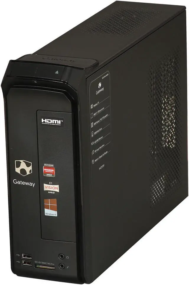 Alt view image 3 of 9 - Gateway Desktop PC SX2110G-UW308 (DT.GDYAA.001) AMD E1-1200 4GB DDR3 500GB HDD AMD Radeon HD 7310 Windows 8