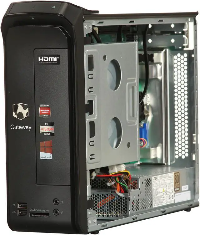 Alt view image 7 of 9 - Gateway Desktop PC SX2110G-UW308 (DT.GDYAA.001) AMD E1-1200 4GB DDR3 500GB HDD AMD Radeon HD 7310 Windows 8