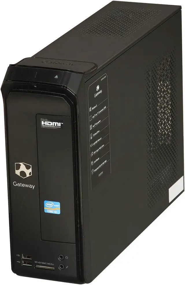 Alt view image 3 of 9 - Gateway Desktop PC SX2865-UR26 (DT.GEBAA.00) Intel Core i3-3240 4GB DDR3 1TB HDD Intel HD Graphics 2500 Windows 8
