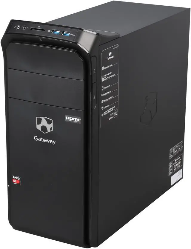 Alt view image 3 of 9 - Gateway Desktop PC DX Series DX4375-UR22 AMD A6-5200 4GB DDR3 1TB HDD AMD Radeon HD 8400 Windows 8.1 64-Bit